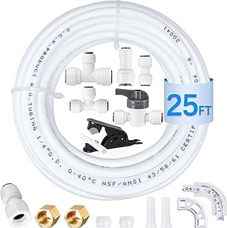 Refrigerator Water Line Kit - Food Grade Ice Maker Fridge Installation Kit,1/4" O.D.25 FT Water Tubing with Quick Connect Fittings for Refrigerator,Ice Maker,RO(Reverse Osmosis) Filter System