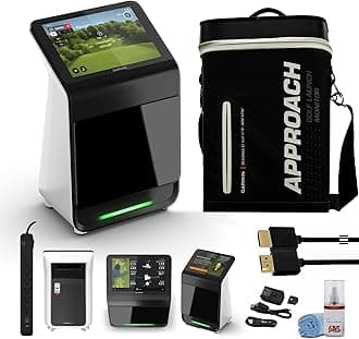 Approach R50 Premium Golf Launch Monitor and Simulators with Carrying Case, Advanced Ball and Club Metrics with A Built-in 10” Color Touchscreen Display Bundle + More Accessories