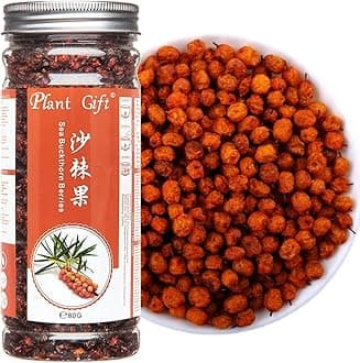 Plant Gift PlantGift Dried Sea Buckthorn Berries 120G Whole Berries,Dried Extremely Gently, No Additives, High B12 Content , Organic Dried Fruit, 2.82 ounces, 1.0 gram