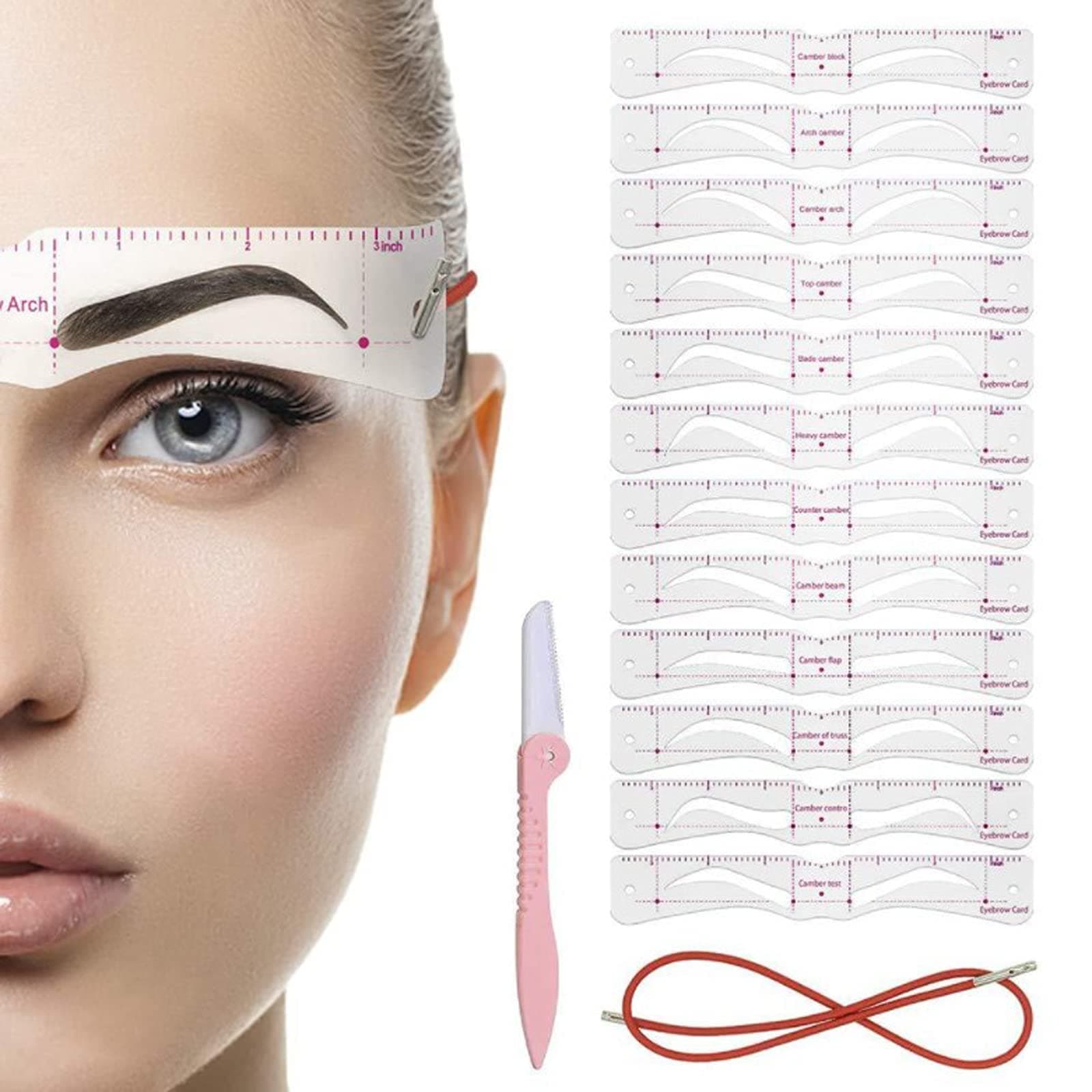 12 Pieces Reusable Eyebrow Shapers Template Stencils