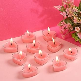 PROSPERRO LUMO by Parkash Candles Scented Heart Shaped TeaLights for Home Decor | Set of 10 (Pink - Rose), SCENTED WAX Tealight