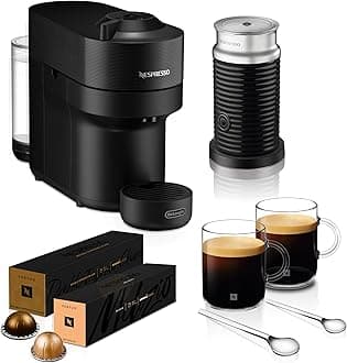 Nespresso Vertuo Pop Barista Coffee Machine Bundle by De'Longhi, Compact Footprint, Starter Kit Includes Coffee Capsules, Mugs, Milk Frother And Spoons, ENV90.B+Caps