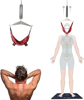 Cervical Traction Apparatus, Spinal Decompression Device, Neck Stretcher (RED-Sheepskin Head Halter)