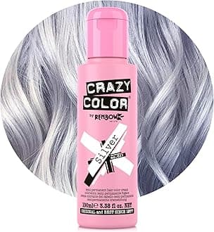 Crazy Color Metallic Silver Semi-Permanent Hair Dye. Highly Pigmented Blonde Toner Conditioning & Oil Nourishing Vegan Formula | No Bleach or Ammonia | 100ml