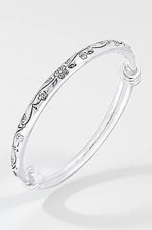 Silver Plated Copper Classic Design Adjustable Antique Designer Bangle for Women