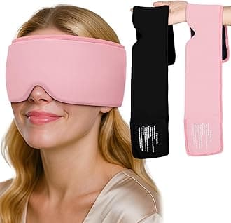 FACEMOON Cooling Eye Masks with Flexible Gel - Cold Compress Ice Pack for Puffy Eyes Migraines Headache Stye Sinus After Surgery Therapy - Reusable 2 pcs for Family Black Pink