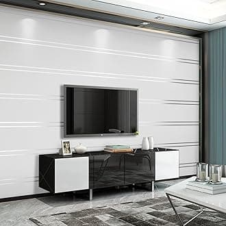 Trafagala Luxury Nordic Modern Cream White Horizontal and Vertical Stripes Embossed Non-Woven Wallpaper Living Room Bedroom Adults Background Hallway Lounge Kitchen Wallpaper