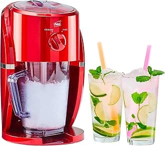Ice Crusher Slush Machine Electric Crushed Ice Freestanding Maker with Removable Jug for Blending Slushies, Cocktails, Frappe, Coffee and Iced Tea (Red)
