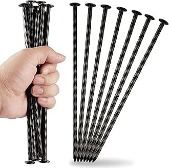 9-Inch Black Spiral Metal Landscapes Spikes - 50 Pcs Heavy Duty Plant Support Garden Stakes, for Paver Edging, Camping, House Construction, and More