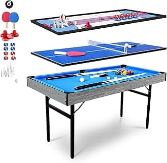 HLC 5FT Folding Kids Pool Snooker Billiards Table Games Table With Balls Gifts For Kids Adult 140 * 74.3 * 80.3CM…