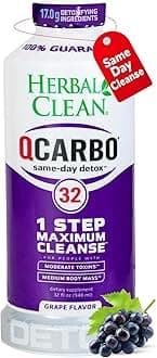 Herbal Clean QCarbo32 Fast Cleansing Drink Grape Flavor - 32 Ounce - Same Day Detox