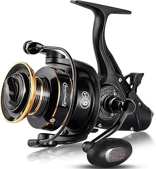 Sougayilang Bait Feeder Spinning Reels,33Lbs Drag Carp Fishing Reel Front and Rear Drag System, Freshwater Fishing Reel for Live Liner Bait Fishing Action-7000