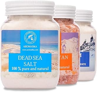 AROMATIKA Bath Salts Set 42 oz - Epsom Salt - Himalayan Pink Salt - Dead Sea Salt - 100% Pure & Natural - Best for Good Sleep - Beauty - Bathing - Body Care - Wellness - Relax - Aromatherapy - Spa