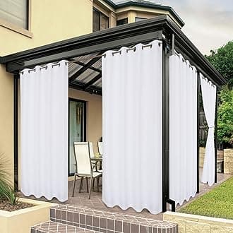 BONZER Outdoor Curtains for Patio Waterproof Thick Privacy Grommet Sunlight Blocking Outside Curtains for Porch Pergola Gazebo Deck, 1 Panel, 84W x 84L inch, White
