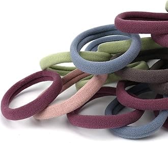- 50PCS Large Hair Ties, Thick Cotton Seamless Hair Ties, Hair Elastic Ponytail Holders, No Damage for Thick Heavy Hair, 2 Inch in Diameter, 5 Colors