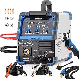 AZZUNO MIG Welder 110V/220V, 200A 8 in 1 Welder Machine Flux Core MIG/Gas MIG/MAG/Aluminum MIG/Spot MIG/Lift TIG/Stick Welding/Spool Gun Compatible, Multiprocess Welding Machine