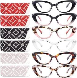 6 Pack Cat Eye Reading Glasses for Women Fashion Cute Blue Light Blocking Computer Readers Spring Hinge