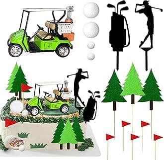 15pcs Green Golf Cake Decoration Set with Cart Flag Golf Ball for Men Sport Golf Theme Birthday Party Supply