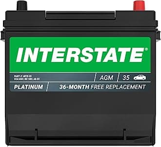 Interstate Batteries Automotive Battery 12V 55Ah (Group Size 35) 650CCA SLI AGM Auto Battery Replacement for Cars, SUVs, Sedans, Trucks (MTX-35)