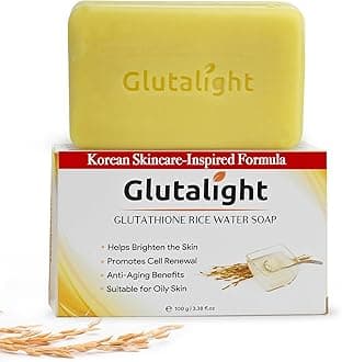 - Glutathione Rice Water Soap | Korean Skincare Hydrating Bathing Soap with Niacinamide & Rice Water | Fades Dark Spots & Hyperpigmentation | Glass Skin Glow | For Women & Men |Pack of 1