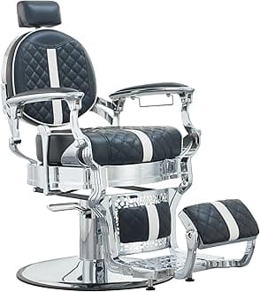 AntluBarber Chair Salon Chair Hair Stylist, Vintage Heavy Duty 700lbs Hair Styling Chairs for Barbershop Beauty Tattoo Massage (White-Black)