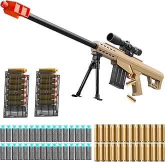 Toy Sniper Rifle with Scope Soft Bullet Toy Gun Shell ejecting Foam Blaster Guns Realistic Fake Prop Dart Backyard Outdoor Shooting Game for Kids Boys Teen Adult Gifts for Age 8-12 13 Years Old (37in)