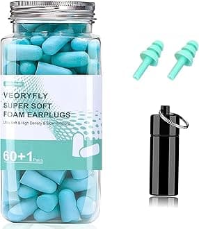 Soft Foam Ear Plugs for Sleep, 122 Pcs 38 dB Highest SNR, EarPlugs for Sleeping Noise Cancelling, Reusable Comfortable Hearing Protection Foam Earbuds for Sleep, Snoring, Work, Lound Noise