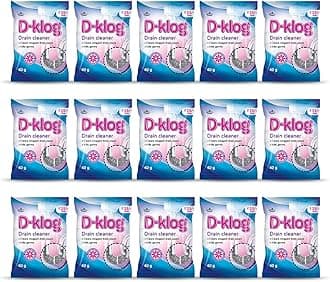 Pidilite D-Klog Drain Cleaner Powder (40g x 5N), Pack of 3 Removes Clogs, Blockages in Washbasin, Septic Tank, Sinks, Pipes within 30 mins.Drain expert | Sink cleaner| Toilet Cleaner