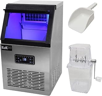 Ice Maker Machine Compact Commercial Countertop Ice Cube Maker Restaurant Home Bar Hotel Kitchen Ice Maker 40KG/24 Hours Large Capacity Cleaning & De-icing Function/FREE Ice Crusher and Ice Scoop