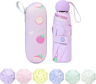 TIME LOVER Mini Windproof Folding Travel Umbrella, Sun & Rain Umbrellas, Compact Portable for Women Men Multiple Colors