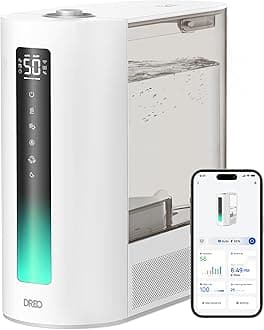 DREO 6L Humidifiers for Bedroom, Smart Warm & Cool Mist for Large Room, 60Hr Quiet Runtime for Baby, Plant, Humidity Sensor, Indicator Light, 12H Timer, Google/Alexa, Grey