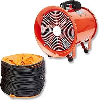 POWERSTAR ELECTRICALS Portable Axial Ventilation Commercial Fume Extractor Blower Fan comes with Free PVC Flexible Duct Hose 5m long & one year Guarantee (10" Inches Fan with Duct)