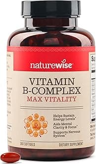 NatureWise Vitamin B Complex for Women and Men - with Folic Acid Biotin B1 B2 B3 B6 B12 - Support Cellular Energy & Mental Clarity - Gluten & Dairy Free, Non-GMO - 360 Softgels[1-Year Supply]