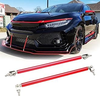 - 2PCS 8"-11" Adjustable Front Bumper Lip Splitter Diffuser Strut Rod Universal Bumper Lip Support Rods Compatible with Most Car Vehicles (Red)