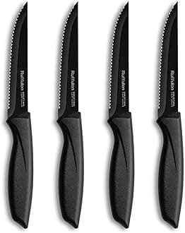 Steak Knives,Steak Knife Set of 4,Serrated Edge Stainless Steel Steak Knives,Sharp Dinner Knives With Ergonomic Handle,Kitchen Knife Set For Home, Restaurant,Dishwasher Safe,Rust-Proof