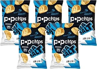 Popchips Sea Salt Potato Chips 5 oz Bags (Pack of 5)