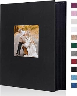 Fabric Photo Album 4x6 300 Large Capacity for Family Wedding Anniversary Linen Album Holds 300 Horizontal Photos (300 Pockets, Black)
