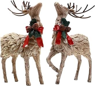 Resin Holiday Deer Tabletop Holiday Figurine Christmas Decorative,2 Pack