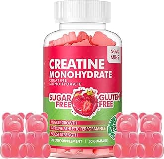 Novomins Creatine Monohydrate Gummies 5000mg for Men & Women, Chewables Creatine Monohydrate for Muscle Strength, Muscle Builder, Energy Boost, Pre-Workout Supplement(90 Count)-Strawberry FlavorCarbonfree Certified