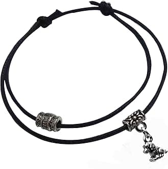 GURJARI JEWELLERS Adjustable Black Thread Anklet with Oxidised Beads For Girls