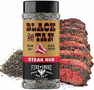 Black & Tan Steak Seasoning | XL 13.6 oz | Steak Rub for Smoking and Grilling Meat | Steaks, Brisket, Burgers Dry BBQ Rubs and Spices