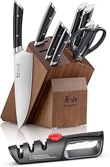 HELENA Series German Steel Forged Knife Block Set (10-Piece, Black)