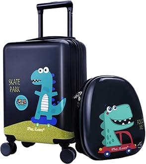 18"Kids Dinosaur Luggage, Hard Shell Travel Carry On Suitcase for Boys Children