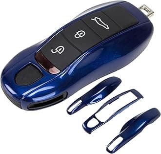 AeroBon 3-Piece Painted Key Cover Key Fob Shell Compatible with Porsche Key Shell Replacement (MK1, Gentian Blue)