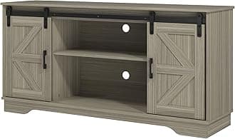 Panana Bar Cabinet with Barn 2 Sliding Doors Buffet Farmhouse Storage Cabinet TV Stand (Natural Wood)