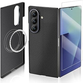 For Samsung Galaxy Z Fold 7 Case, 600D Carbon Fiber Z Fold 7 Case Magsafe, 2x Screen Protector, Precision Full Camera Protection, Ultra-Slim Aramid Phone Cover Bare Touch Feeling(Only Covers The Back)