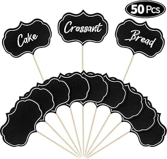 50 Pieces Cheese Markers for Charcuterie Board Buffet Labels Food Tags Blank Toothpick Flags Appetizer Signs Chalkboard Cupcake Toppers Picks for Wedding Birthday Party Decorations (Black)