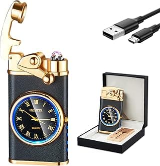 Sponsored Ad - GADATOP Electric Lighter Rechargeable USB Lighter Flameless Windproof Lighter Personalized Creative Rocker Double Arc Plasma Lighter with Luminous Dial LED for Men and Women Gifts (Matte Black)