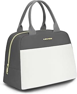 LOKASS Lunch Bag for Women-Insulated Adults Lunch Box with Front Pocket- Small Cute Lunch Tote for Work-Reusable Cooler Bag for Office Picnic Beach or Travel (Dark Grey)