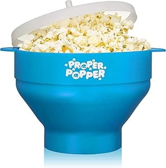 Proper Popper The Original Microwave Popcorn Popper, Silicone Popcorn Maker, Collapsible Bowl BPA Free & Dishwasher Safe - (Turquoise)